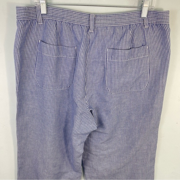 Talbots The Easy Drawstring Pant 12 Wide Leg Linen Blend Pants Coastal Striped - Picture 5 of 15
